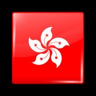 China Flag of Hong Kong Glassy Icon Square Shape