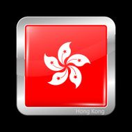 China Flag of Hong Kong Metalic Icon Square Shape