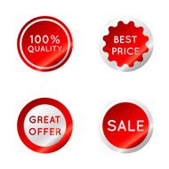 Set of red Sale stickers isolated On White Background