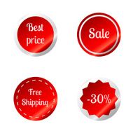 Set of red Sale stickers isolated On White Background N3