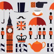 retro British vector seamless pattern