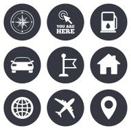 Navigation gps icons Windrose compass signs