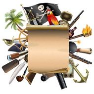 Vector Old Scroll with Pirate Accessories