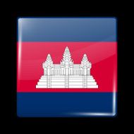 Flag of Cambodia Glass Icon Square Shape