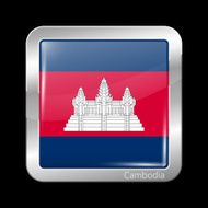Flag of Cambodia Metal Icon Square Shape