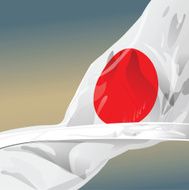 Japan flag wave in the wind of win