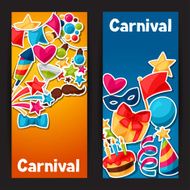 Carnival show and party banners with celebration stickers