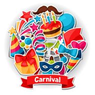 Carnival show and party greeting card with celebration stickers N2