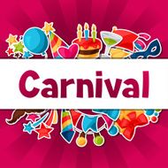 Carnival show and party greeting card with celebration stickers N5