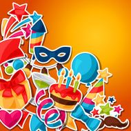 Carnival show and party greeting card with celebration stickers N6