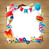 Carnival show and party greeting card with celebration stickers N7