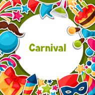 Carnival show and party greeting card with celebration stickers N8