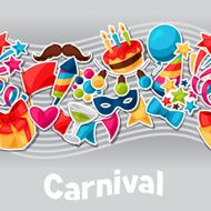 Carnival show and party seamless pattern with celebration stickers
