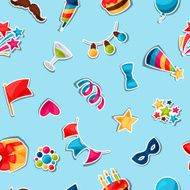 Carnival show and party seamless pattern with celebration stickers N2