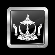 Brunei Coat of Arms Metalic Icon Square Shape