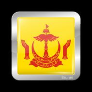 Brunei Variant Flag Coat of Arms Metalic Icon Square Shape