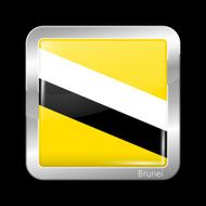 Brunei Protectorate Flag Metalic Icon Square Shape