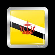 Flag of Brunei Metalic Icon Square Shape