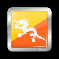 Bhutan Variant First Flag Metalic Icon Square Shape