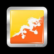 Flag of Bhutan Metalic Icon Square Shape