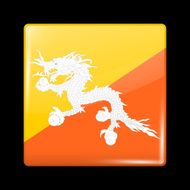 Bhutan Variant First Flag Glassy Icon Square Shape