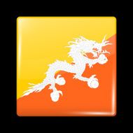 Flag of Bhutan Glassy Icon Square Shape