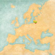 Map of Europe - Lithuania (Vintage Series)