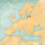 Map of Europe - Latvia (Vintage Series)