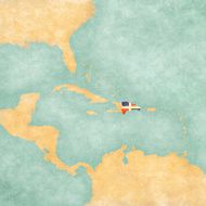 Map of Caribbean - Dominican Republic (Vintage Series)