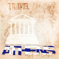 background ancient wall travel to Athens vector illustration