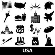 united states of america country theme symbols icons set eps10