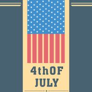 National flag and text 4th of July on blue background