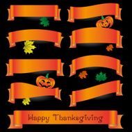 orange various curved ribbons for happy thanksgiving eps10