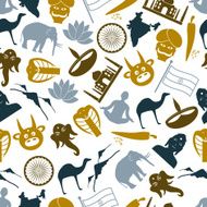 india country theme symbols icons pattern eps10