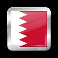Flag of Bahrain Metalic Icon Square Shape