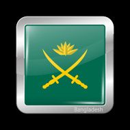Bangladesh Army Flag Metalic Icon Square Shape