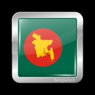 Flag of Bangladesh with Map Metalic Icon Square Shape