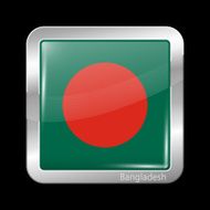 Flag of Bangladesh with Circle in Center Metalic Icon Squar