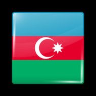 Flag of Azerbaijan Glassy Icon Square Shape