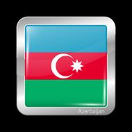 Flag of Azerbaijan Metalic Icon Square Shape