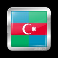 South Azerbaijan Flag Metalic Icon Square Shape