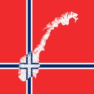 Map of Norway with lakes and rivers