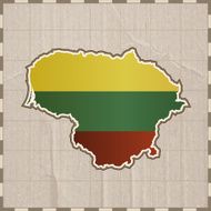 Lithuania flag map on paper background