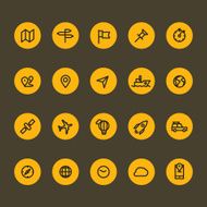 Different line style icons on color circles set N2