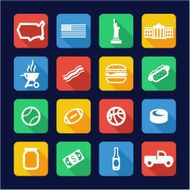 USA Icons Flat Design