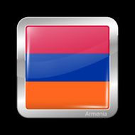 Flag of Armenia Metalic Icon Square Shape