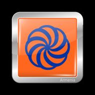 Flag of Armenia Metalic Icon Square Shape N2
