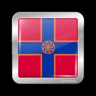 Flag of Armenia Metalic Icon Square Shape N3