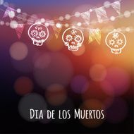 Dia de los muertos Halloween card hand drawn ornamental sculls