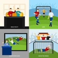 Soccer 4 flat icons square composition